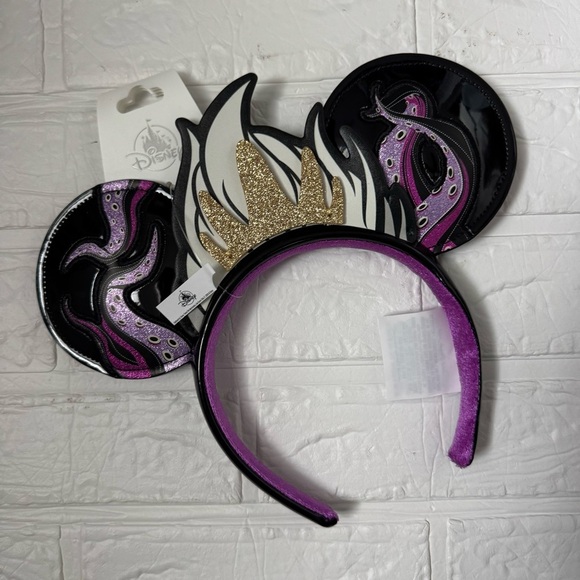 New Disney Ears Ursula Little Mermaid Black Purple Gold Glitter Headband
